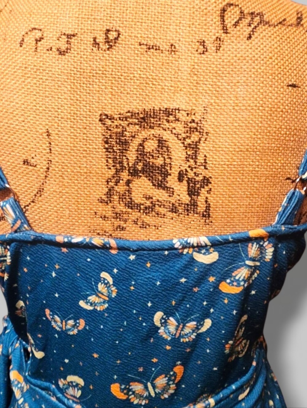 Unique Vintage Blue Butterfly And Star Print Lotti Wrap Romper - Picture 9 of 12
